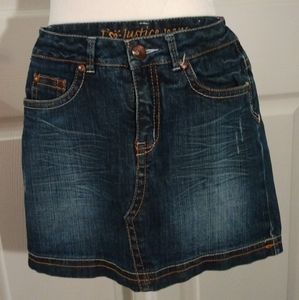 Justice Jeans, jean skirt. Dark denim. Size 14S. Very gently loved.